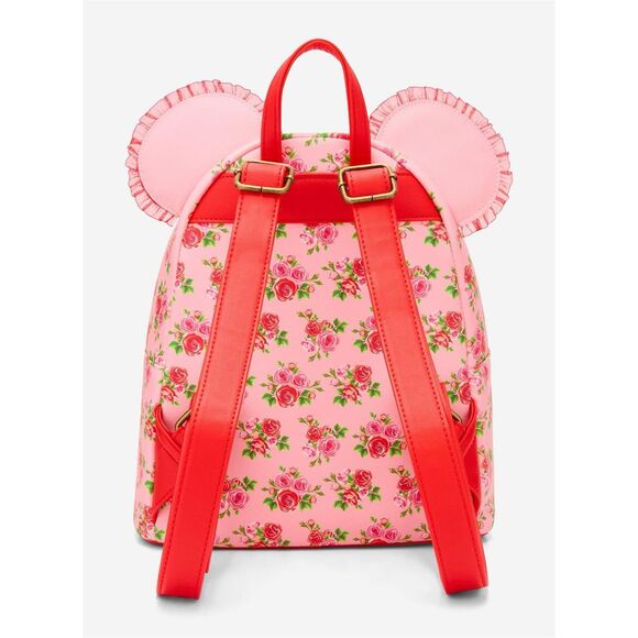 Loungefly Disney Minnie Mouse Pink & Red Roses Figural Mini Backpack main image 5
